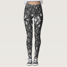 Design abstrato Leggings pretas e brancas