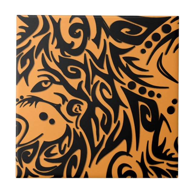 Design abstrato negro tribal em laranja (Frente)