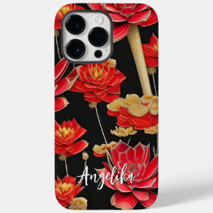 Design abstrato vermelho e Dourado com nome person