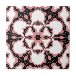 Design Azulejo, Cor-de-rosa, Flor Branco e Preto