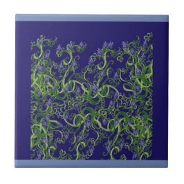 Design Azulejo Florah de algas marinhas azuis
