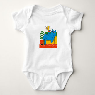 Design - Blue Cat Trophy Lounger - Camiseta Bebê