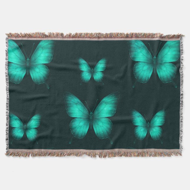 DESIGN BORBOLETAS  VERDES COBERTOR (Frente)