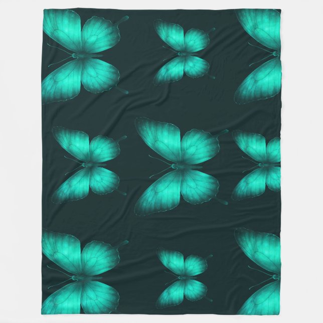 DESIGN BORBOLETAS  VERDES  Cobertor de Lã (Frente)