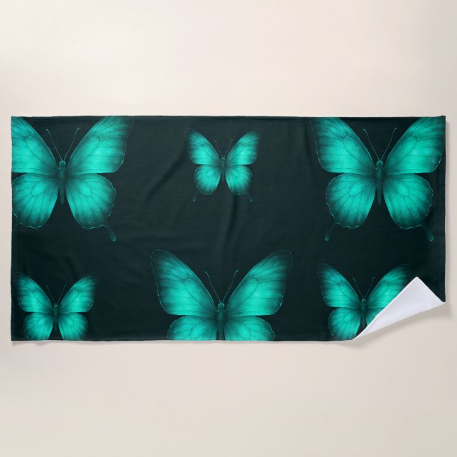 DESIGN BORBOLETAS  VERDES Toalha de praia (Frente)