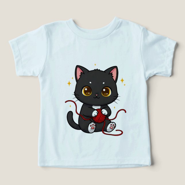 Design Chibi de Gato Preto Divertido (Design frontal)