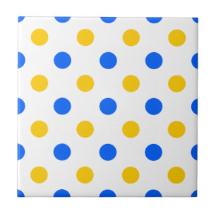 Design com Pontos Polka Amarelos e Azuis em Branco