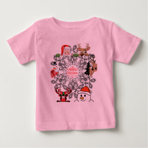 Design cor-de-rosa de natal de bebê de camisa