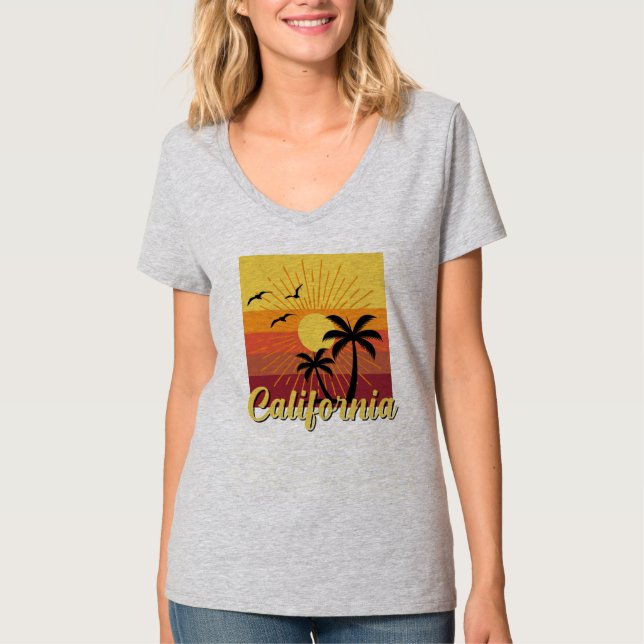 Design da Califórnia - Camiseta Básica do Pescoço- (Frente)