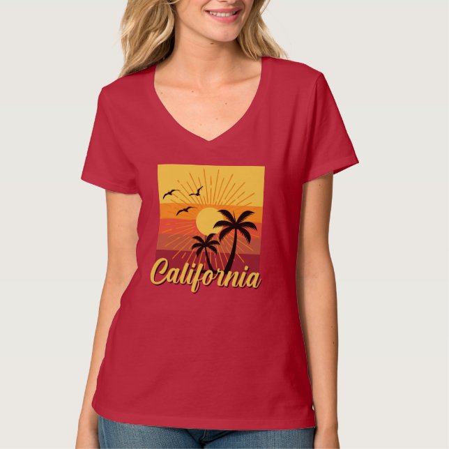 Design da Califórnia - Camiseta Básica do Pescoço- (Frente)