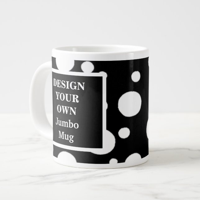 Design da sua caneca jumbo - Pontos pretos e branc (Frente Esquerda)
