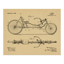 design de 1902 Bicicleta Recumbent Art Impressão