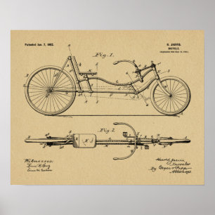 design de 1902 Bicicleta Recumbent Art Impressão