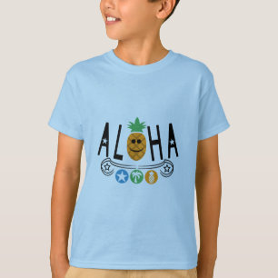 Design de Abacaxi Aloha - Camiseta Básica para Cri