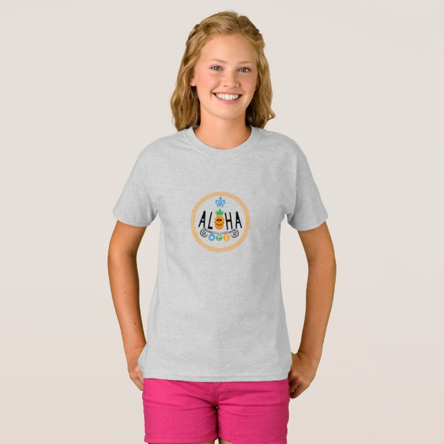 Design de Abacaxi Aloha - Camiseta Básica Para Rap (Frente Completa)