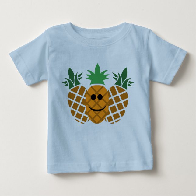 Design de abacaxi Feliz - Camiseta de Bebê Fine Je (Frente)