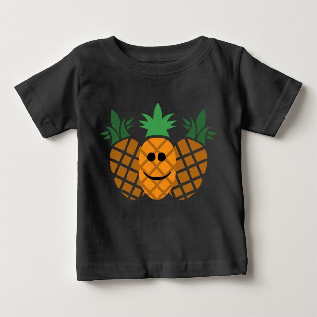 Design de abacaxi Feliz - Camiseta de Bebê Fine Je (Frente)