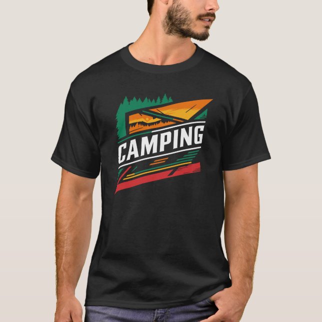 Design de acampamento em uma camisa preta (Frente)
