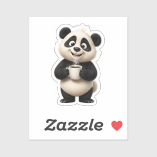 Design de Adesivo do Panda Fofinho Amante de Café