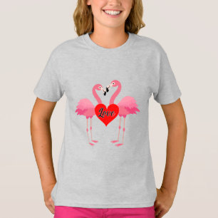 Design de Amor Flamingo Rosa - Camisa Básica Para 
