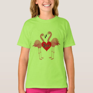 Design de Amor Flamingo Rosa - Camisa Básica Para 
