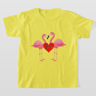 Design de Amor Flamingo Rosa - Camisa Básica Para 