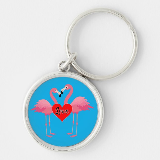 Design de Amor Flamingo Rosa - Chaveiro Redondo Pr (Frente)