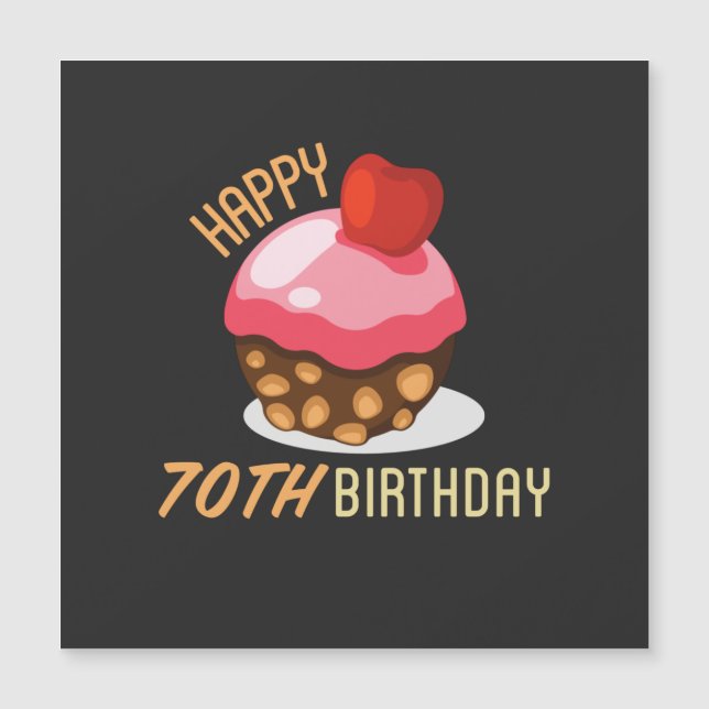 Design de aniversário de 70 bonitinho com bolo de  (Frente)