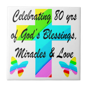 DESIGN DE ANIVERSÁRIO DE 80 PERSONALIZADO RELIGIOS