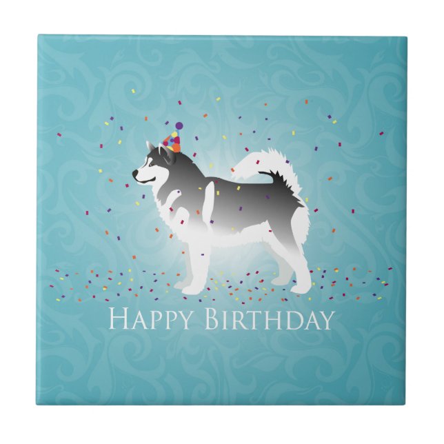 Design de Aniversário do Alaskan Malamute (Frente)