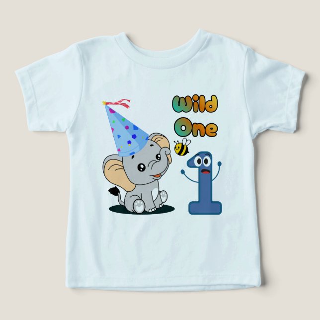 Design de Aniversário do Elefante Bebê Selvagem (Design frontal)