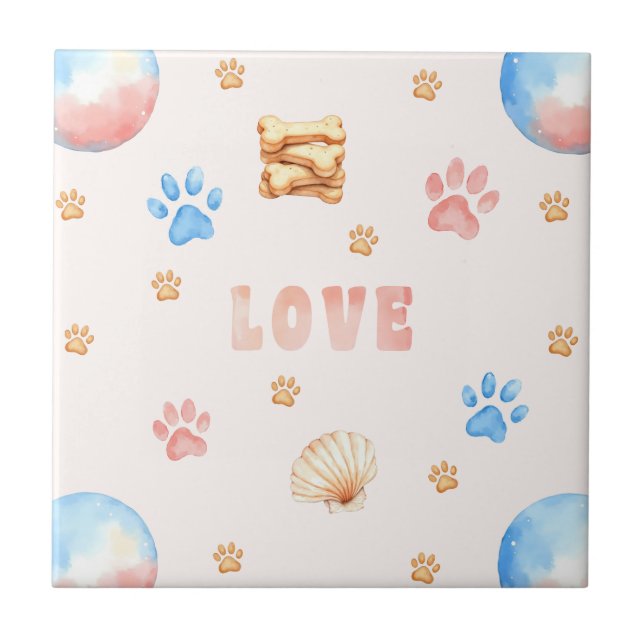 Design de Aquarela "LOVE" com impressões de pata d (Frente)