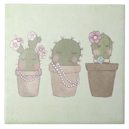 Design de Aquarela Smiling Cactus Trio