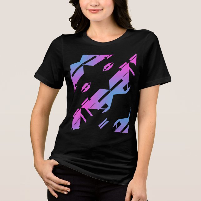 Design de Arte Tropical de Diagonal Azul Magenta M (Frente)