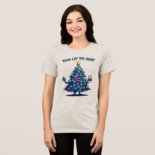 Design de árvore de Natal engraçado com luzes e ca (Frente Completa)
