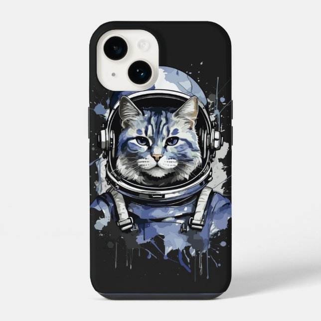 Design de Astronauta Gato Azul Splash (Verso)