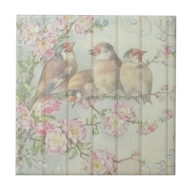 Design de Aves Florais Vintage Chique (Frente)