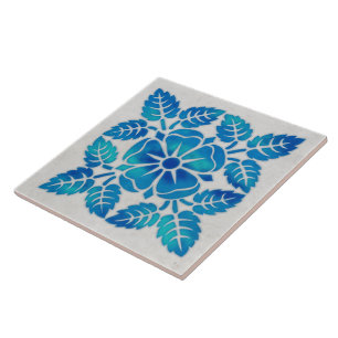 design de azulejo azul cerâmico de 010 vintage