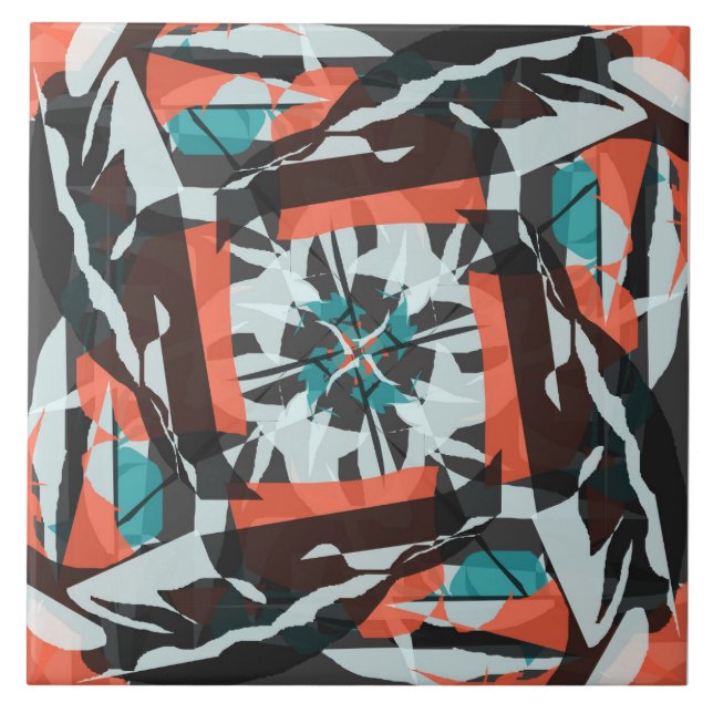 Design de Azulejo de fiação em laranja, preto e aq (Frente)