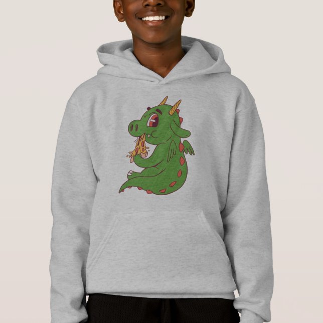 Design de Bebê Dragão Comendo Fatia de Pizza Delic (Frente)