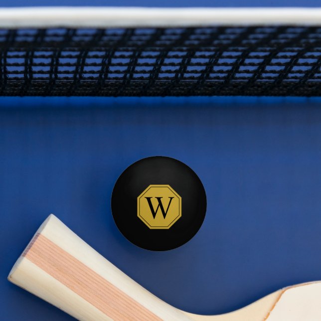 Design de Bola de Ping Pong Preta com Monograma Pe (Mesa)