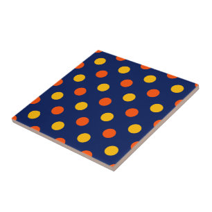 Design de Bolinhas Amarelas Laranja em Azul