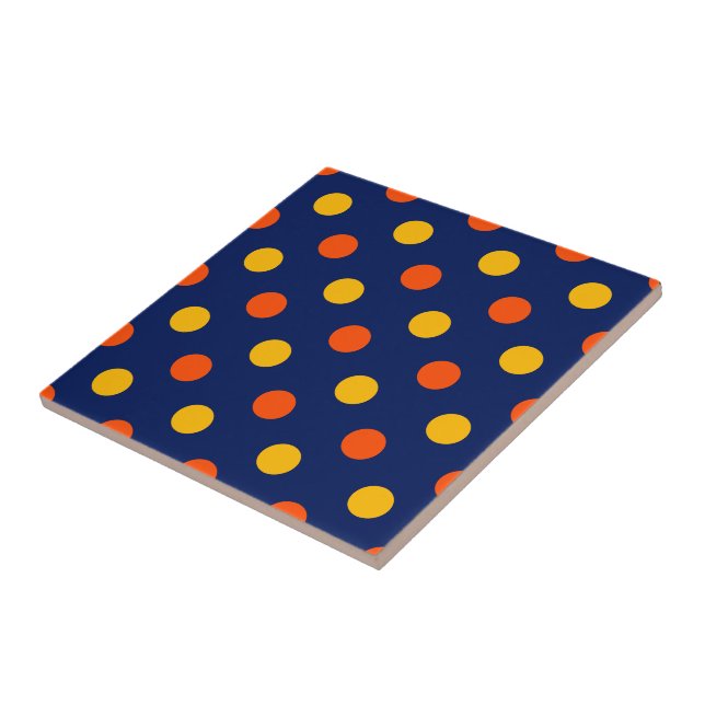 Design de Bolinhas Amarelas Laranja em Azul  (Lateral)