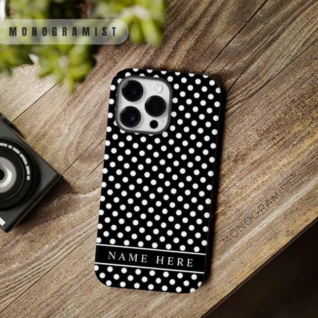 Design de Bolinhas Preto e Branco Personalizado (Custom Black And White Polka Dot Design Case-Mate iPhone Case)