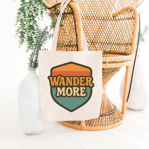 Design de Bolsa Tote com Emblema de Viagem Retro