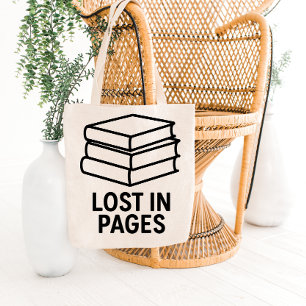Design de Bolsa Tote de Pilha de Livros Minimalist