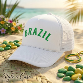 Design de Boné Trucker com Texto Brasil Personaliz