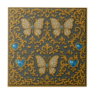 Design de Borboleta Decorativa em Dourado e Azul