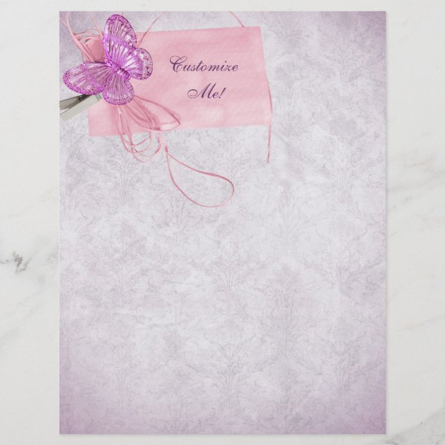 Design de borboleta rosa Bonito personalizável (Frente)
