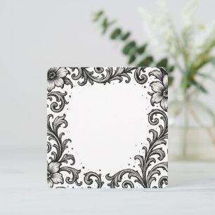 Design de Borda Floral com Tinta Preta Elegante